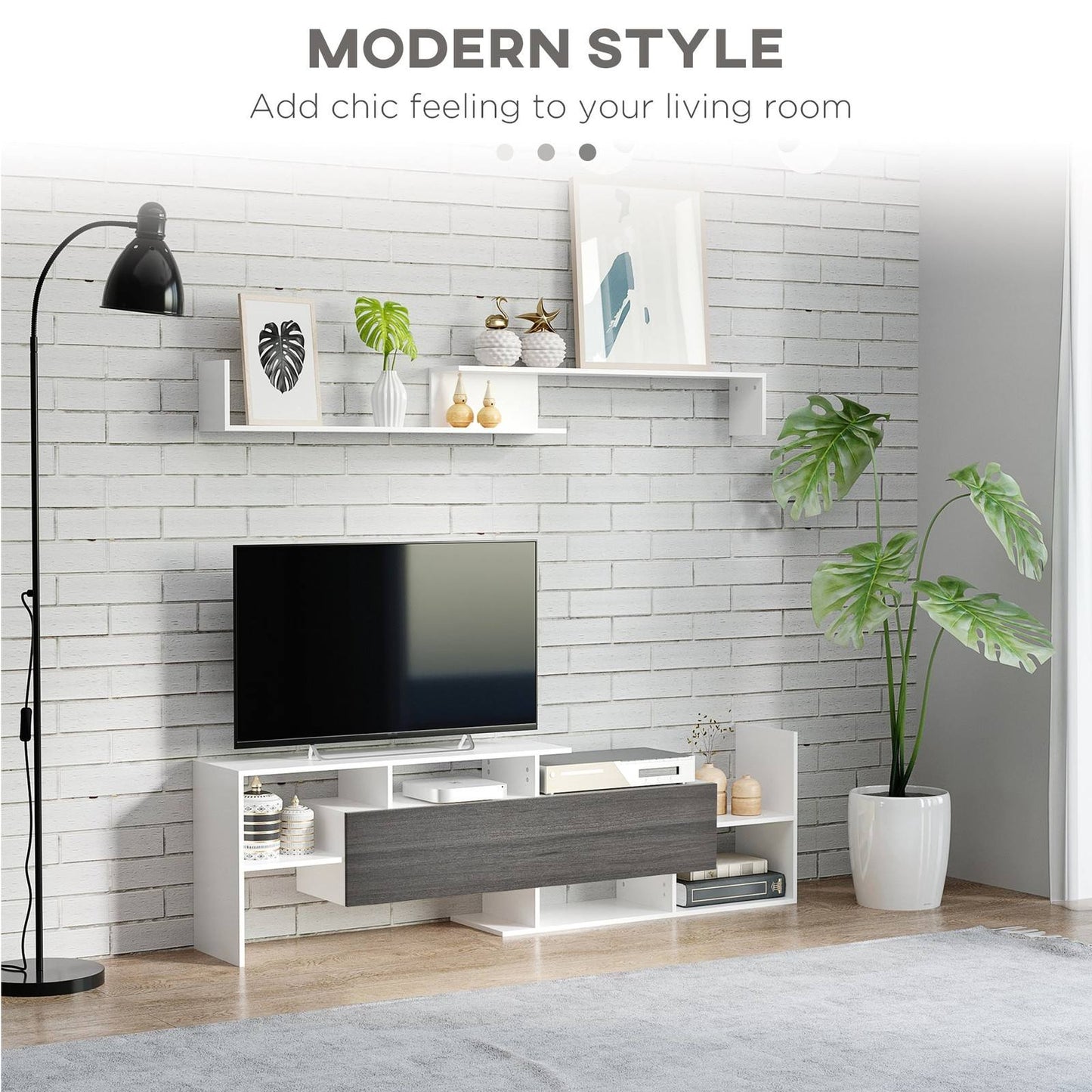 Modern TV Cabinet with Wall Shelf