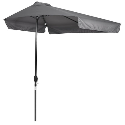 2.3m Half Round Parasol Umbrella Balcony Metal Frame Outdoor NO BASE Grey