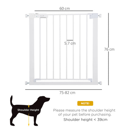 Pawhut Adjustable Pet Safety Gate Dog Barrier Home Fence Room Divider Stair Guard Mounting White 76 H X 75-82W cm
