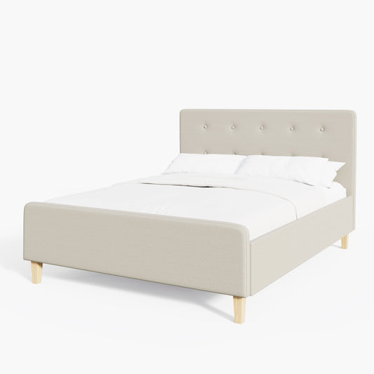 Ashbourne King Size Ottoman Bed Wood & Fabric Natural 5 x 7ft