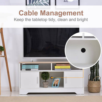 Boxy Tv Stand With Wood-Effect Table Top