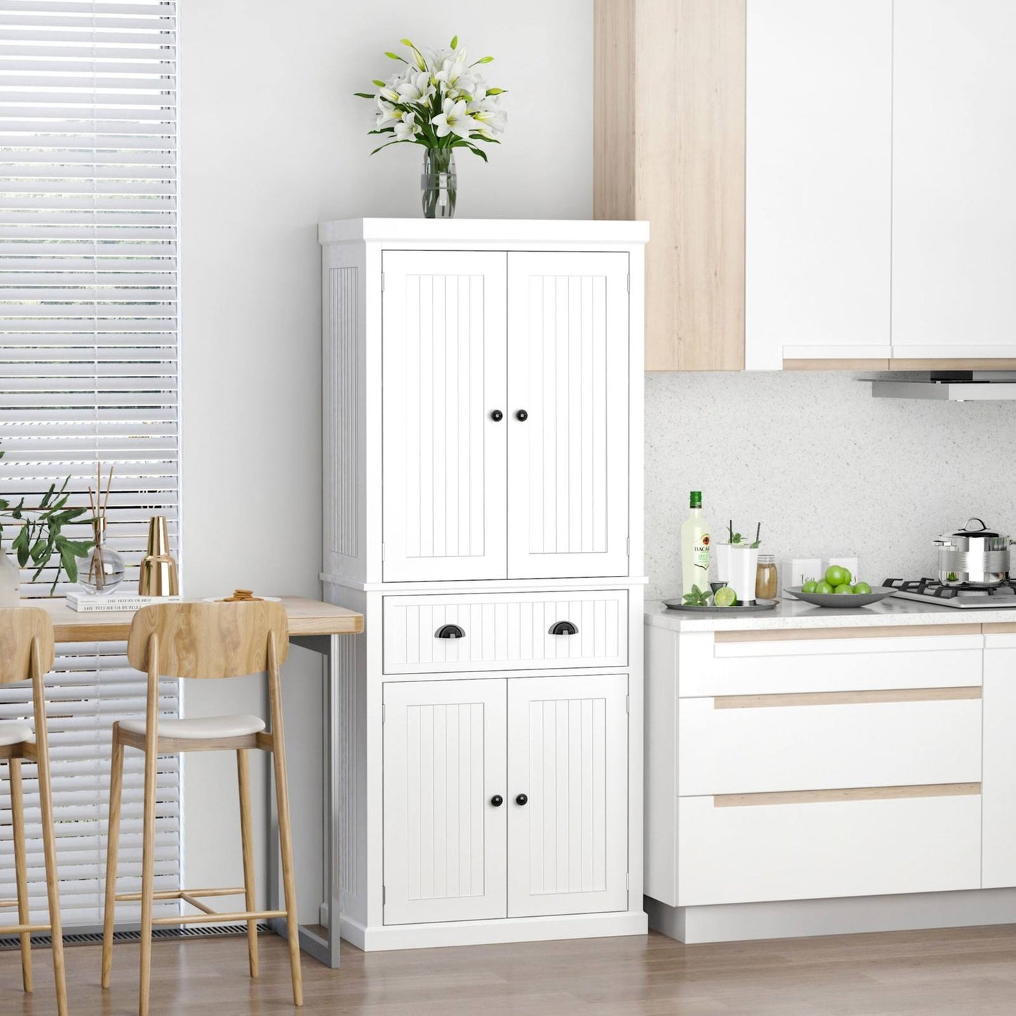 Traditional Kitchen Cupboard Freestanding Storage Cabinet with Drawer