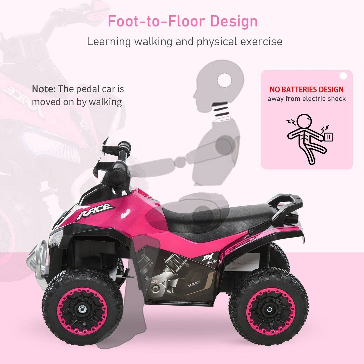 Ride on Toy for Kids 4 Wheel Foot-to-Floor Sliding Walking Car Toy Motorcycle Baby Walker Toddler Toys for for 18-36 Months Boys and Girls