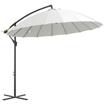 3M Cantilever Umbrella 18 Ribs & Vents Adjustable Angle for Patio Cream White