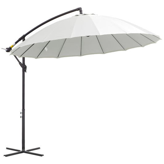 3M Cantilever Umbrella 18 Ribs & Vents Adjustable Angle for Patio Cream White