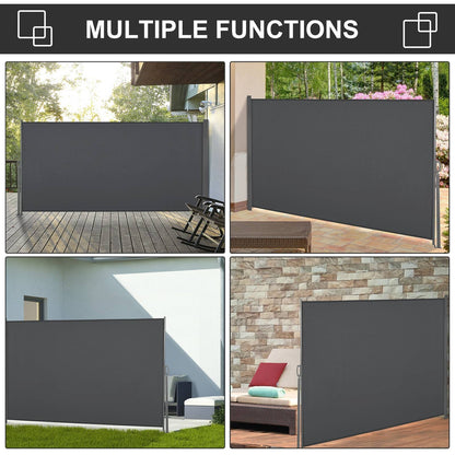 Retractable Sun Side Awning Screen Fence Patio Garden Wall Balcony Screening Panel Outdoor Blind Privacy Divider 3x1.6M