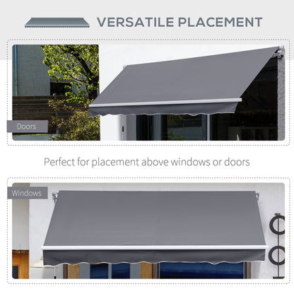 3 x 2.5m Manual Awning Canopy Sun Shade Shelter Retractable for Garden Grey