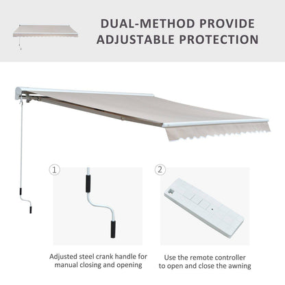 2.95Lx2.5M Retractable Manual/Electric Awning-Cream White/White