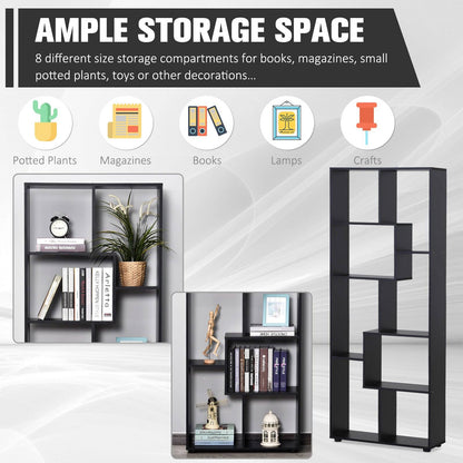 Eight-Section Tall Shelving Unit - Black