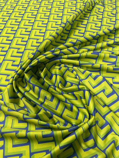 Yellow Geometric Spandex Fabric by the Metre