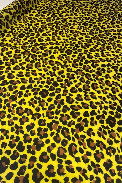 Yellow Leopard Print Fabric by the Metre