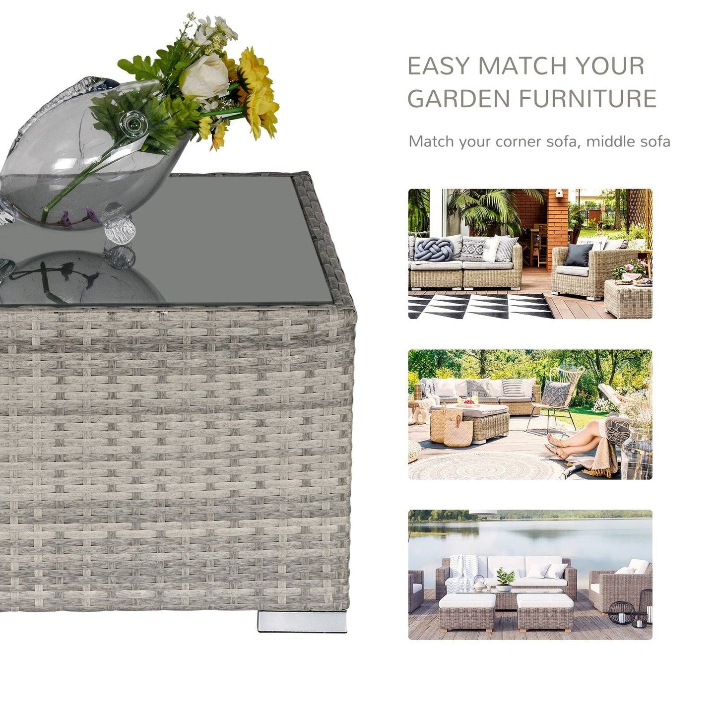 Square PE Wicker Rattan Table