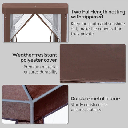 Hexagonal Garden Gazebo 3.4M Patio Party Outdoor Canopy Tent Sun Shelter with Mosquito Netting and Zipped Door