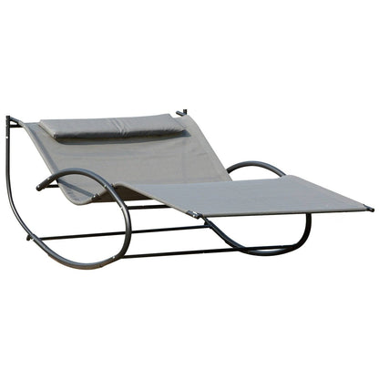 Double Hammock Chair Sun Lounger Outdoor Patio Garden Swing Rock Seat Grey