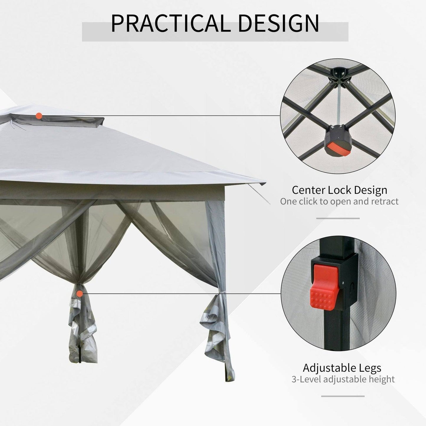 3.6 x 3.6 m Pop up Gazebo with Netting and Carry Bag