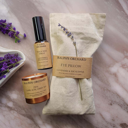 Yoga Lovers Gift Set – Zen Candle, Eye Pillow & Natural Yoga Mat Spray