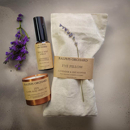 Yoga Lovers Gift Set – Zen Candle, Eye Pillow & Natural Yoga Mat Spray