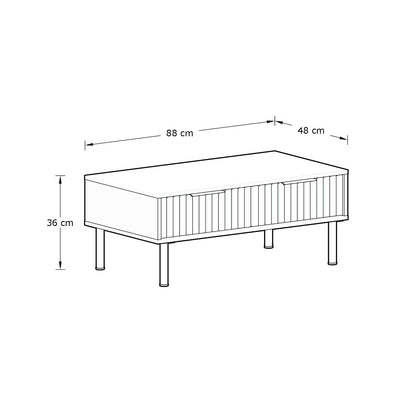 Nervata Coffee Table White & Gold 2 Drawers