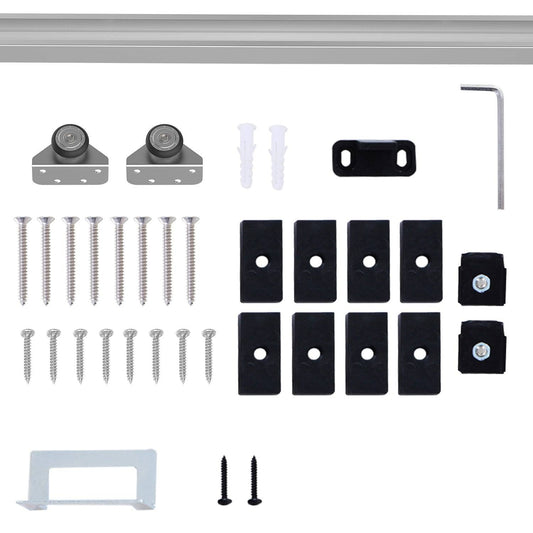 Modern Sliding Barn Door Closet Hardware Track Kit Track System Unit for Single Wooden Door 6FT /1860mm