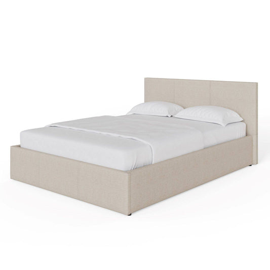 End Lift Double Ottoman Bed Metal & Wood Natural 4 x 7ft