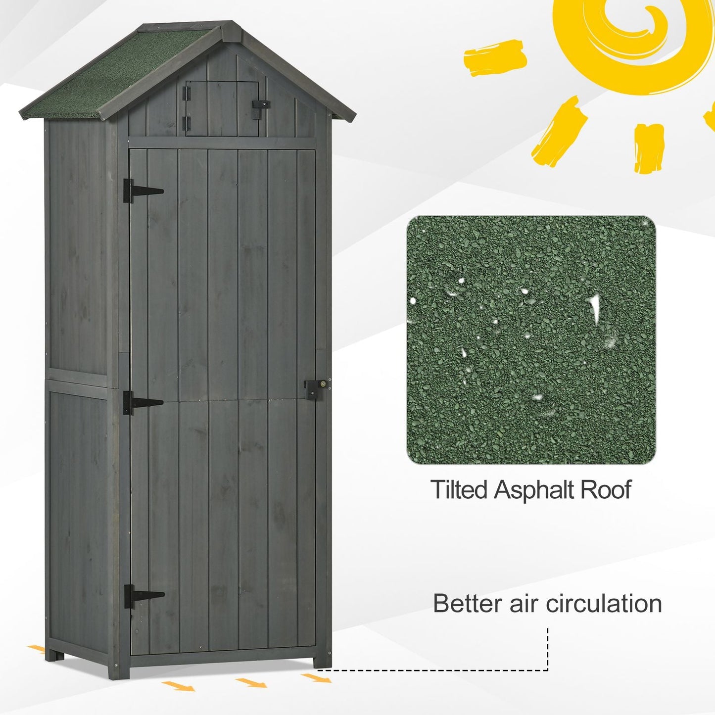 Rustica 179cm Single Door Apex Garden Store Fir Wood Grey by Steadfast