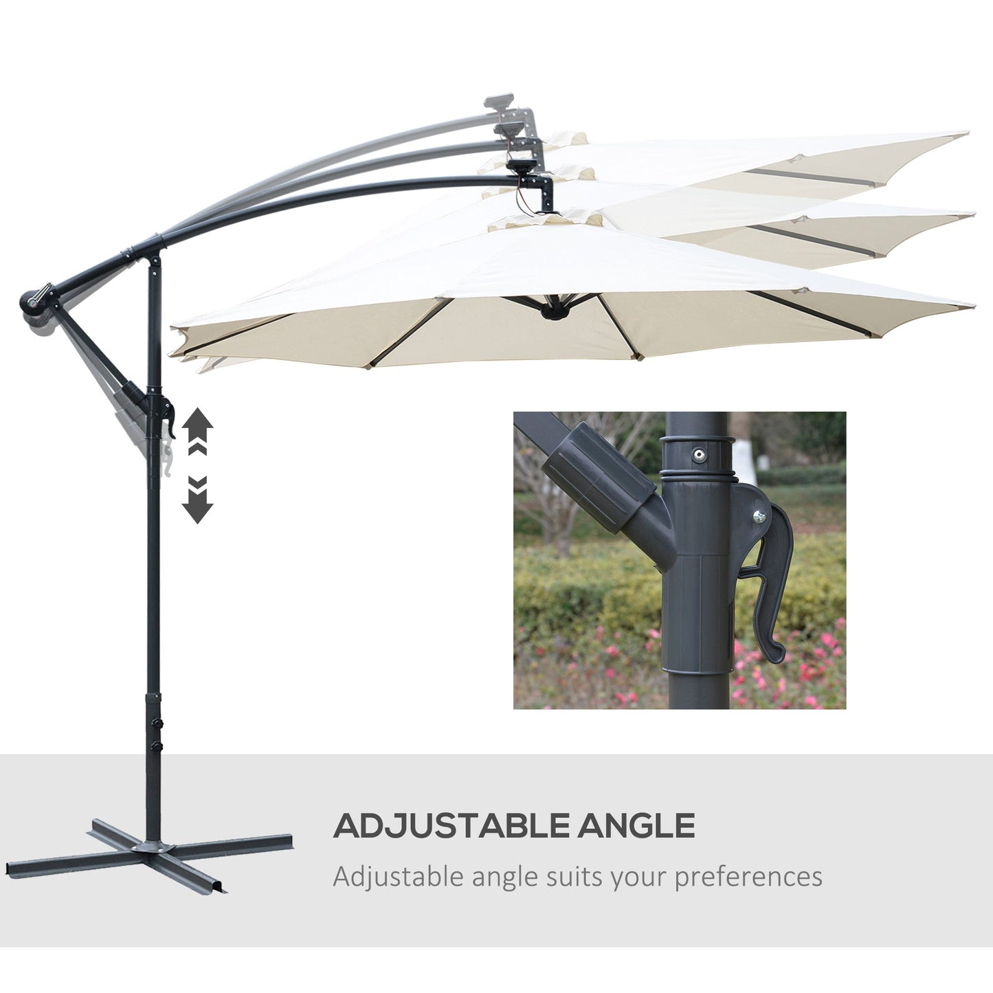 Umbrella Parasol W/Solar Powered LED strips