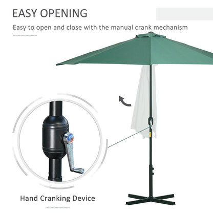 3M Half Round Parasol Umbrella Balcony Metal Frame Outdoor NO BASE Green