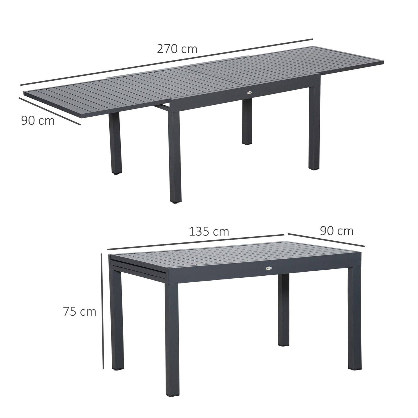 Extendable Garden Table 135-270cm x 90cm x 75cm