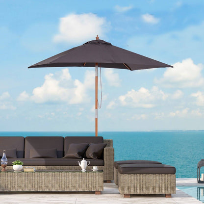 2M X 1.5M Garden Parasol Umbrella With Tilting Sunshade Canopy