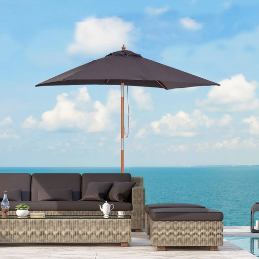 2M X 1.5M Garden Parasol Umbrella With Tilting Sunshade Canopy