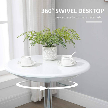 Modern Round Bar Table Adjustable Height Home Pub Bistro Desk Swivel Painted Top with Silver Steel Leg and Base