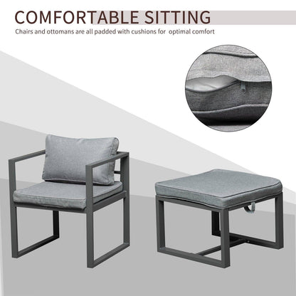 9-Piece Patio Dining Sets W/ 4 Cushioned Chairs 4 Ottoman Table Garden Backyard
