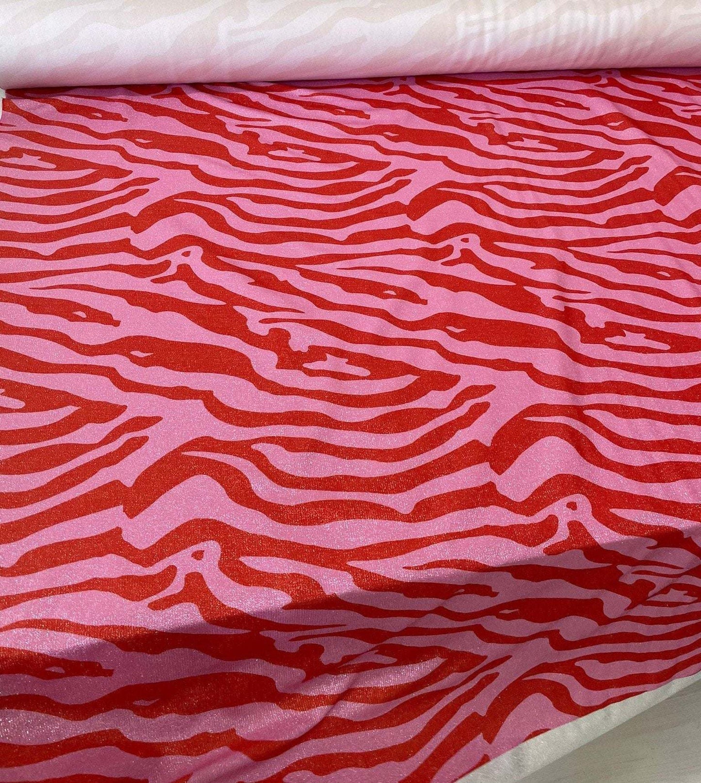 Zebra Pattern 4-Way Stretch Spandex Lurex Fabric for Fashion and Crafts