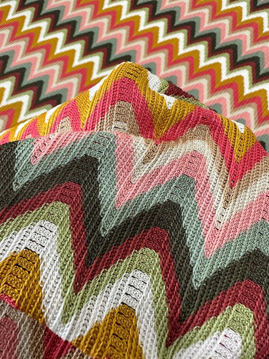 Luxury Autumn Chevron Zigzag Knit Jersey Fabric