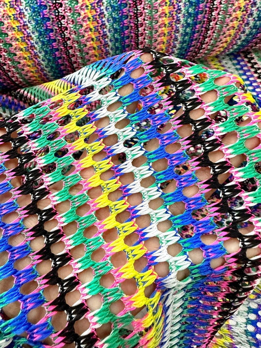 Multicolor Chevron Zigzag Knit Jersey Fabric