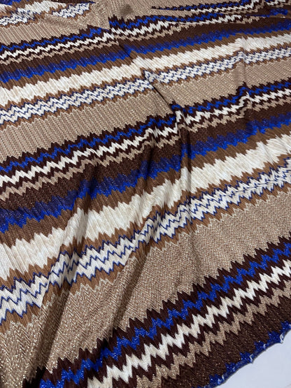 Zigzag Knit Mesh Fabric with Shimmer Elastic Jersey for Fashion Apparel