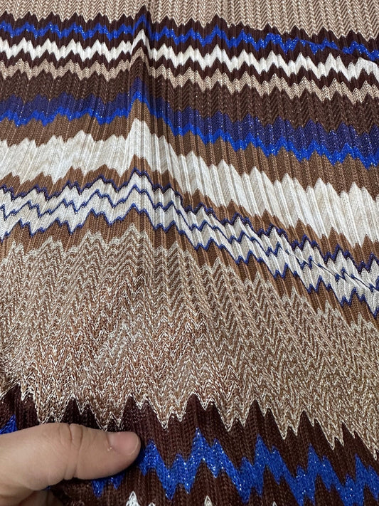 Zigzag Knit Mesh Fabric with Shimmer Elastic Jersey for Fashion Apparel