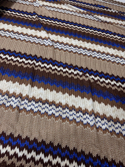 Zigzag Knit Mesh Fabric with Shimmer Elastic Jersey for Fashion Apparel