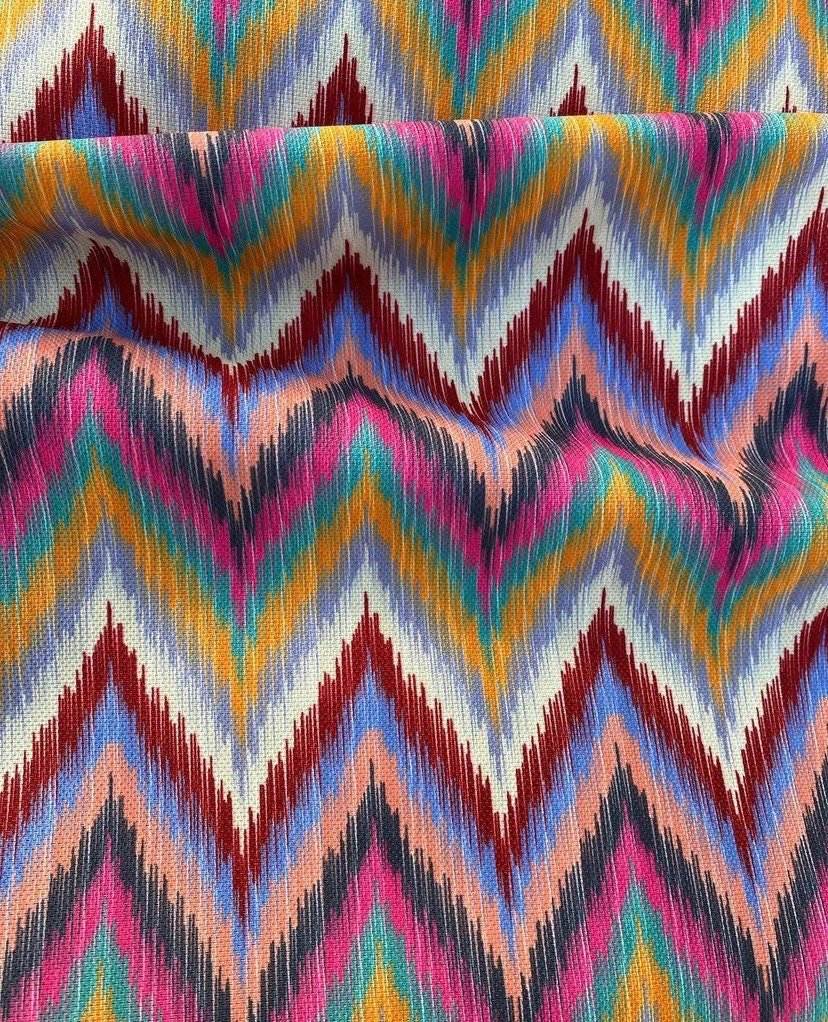 Zigzag Chevron Upholstery Fabric in Vibrant Colors – Multiple Fabric Options, Sold by Metre