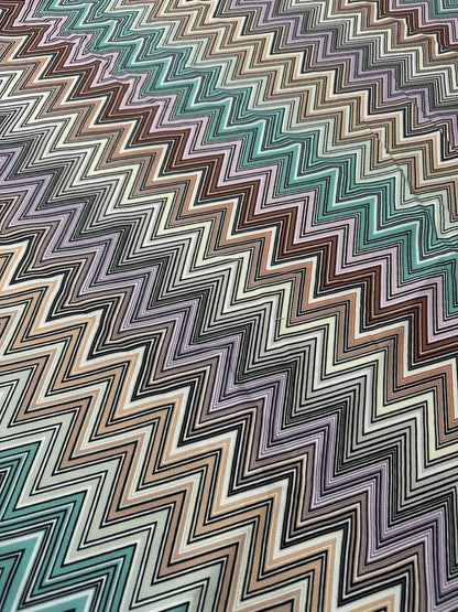Zigzag Chevron Upholstery Fabric - Soft Print for Outdoor Curtains Tablecloths Handbags – Fabric by Metre, Options: Satin, Crepe, Spandex, Chiffon