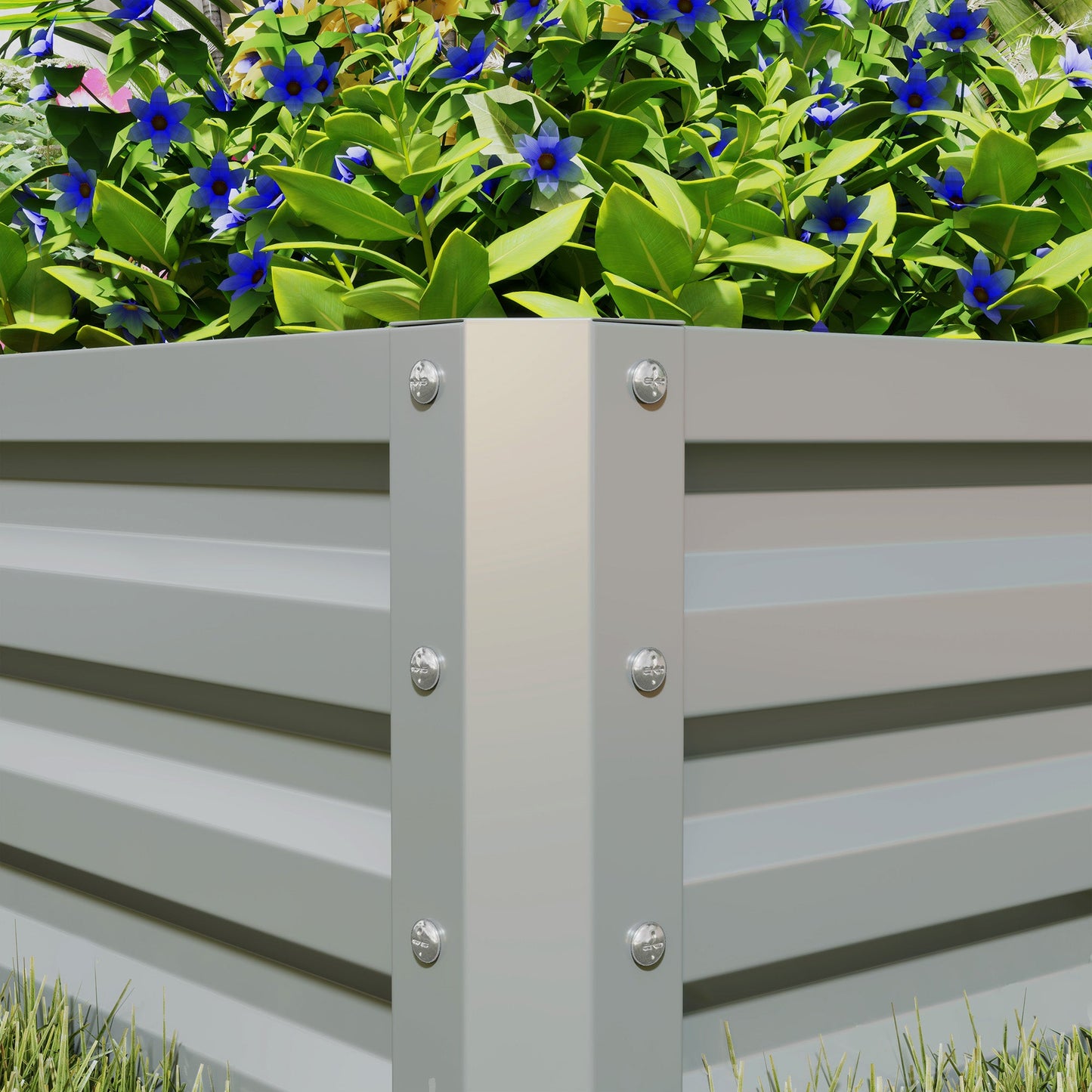 Outsunny Set of 2 Raised Garden Bed Galvanised Planter Box, Light Grey