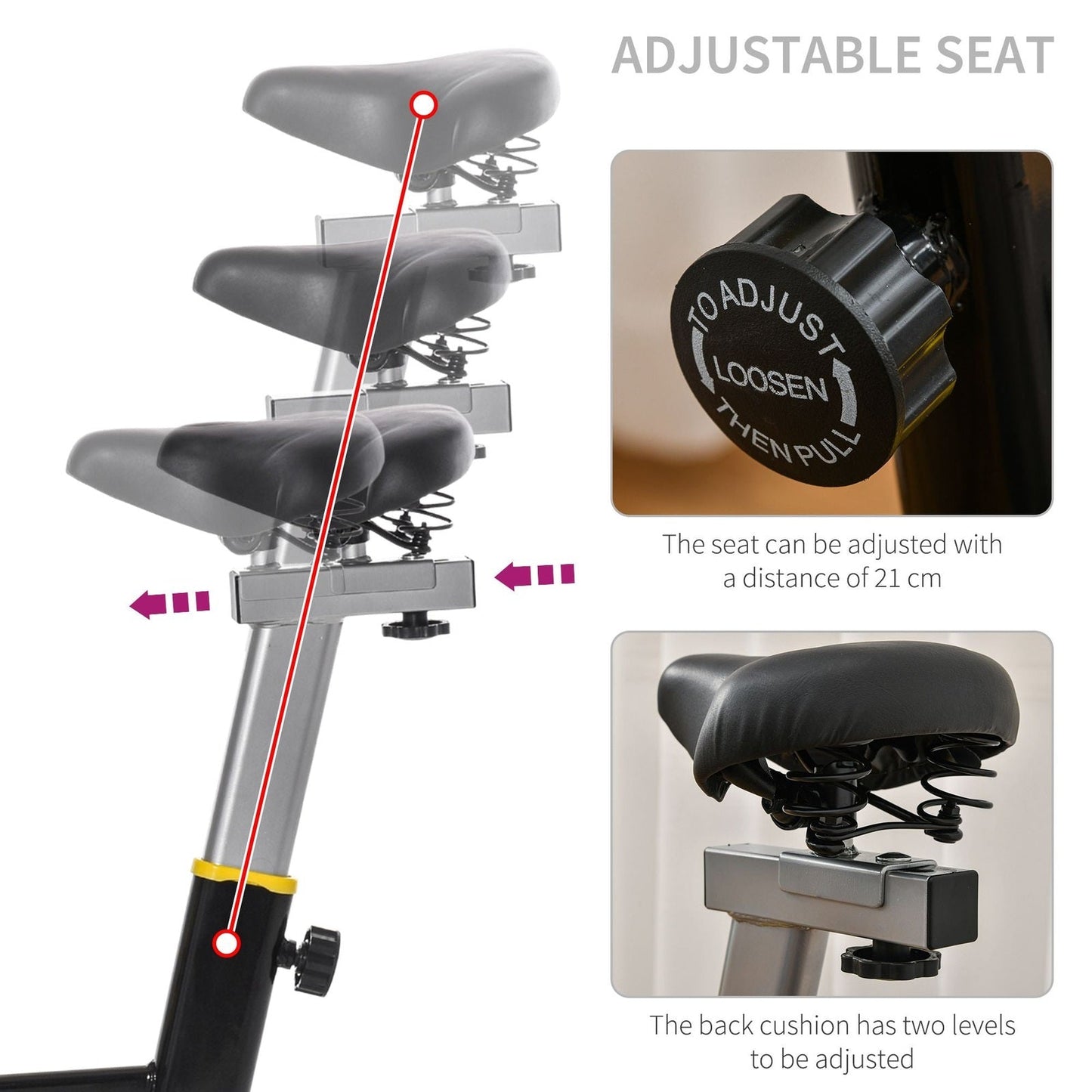 Cardio Exercise Bike with Belt Drive Adjustable Resistance Seat Handlebar LCD Display