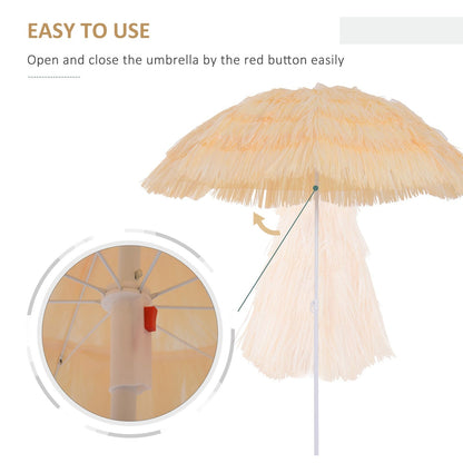 Patio Garden Hawaii Beach Sun Umbrella Sunshade Hawaiian Folding Tilting Crank Parasol Wheat